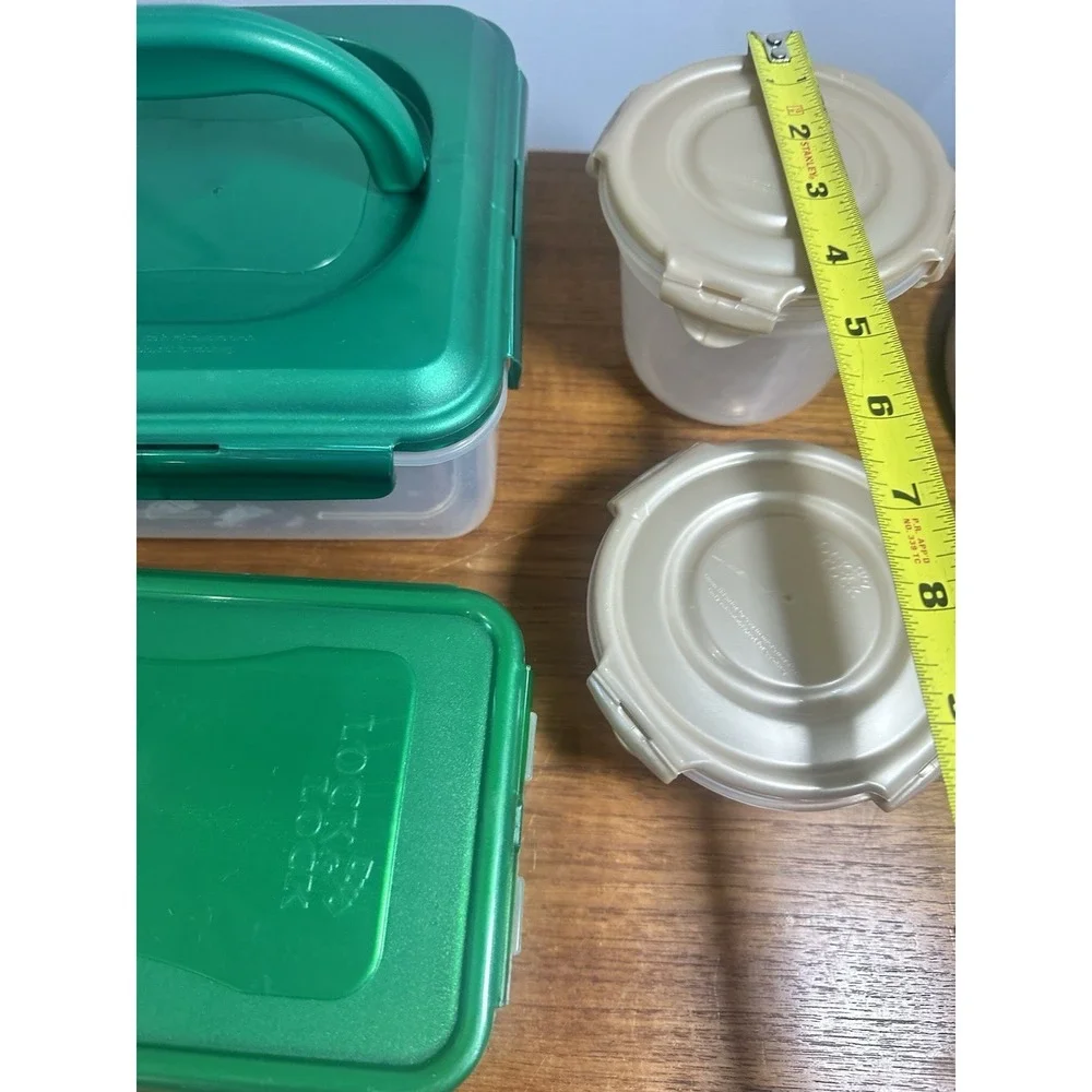 Lock N‎ Lock Set of 4 Nestable Containers, Green And Beige